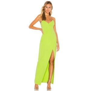 Lovers + Friends Max Gown Strapless High Slit Maxi Dress Oasis Green Size Small